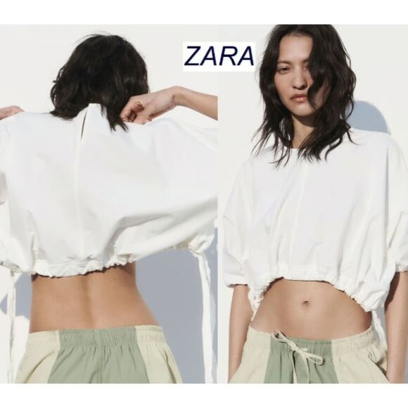 Zara Tops - Zara Cotton Drawstring Ruched Top
